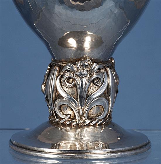 A good 1930s Arts & Crafts planished silver goblet, by Omar Ramsden, Height 115mm Weight 7.3oz/230grms